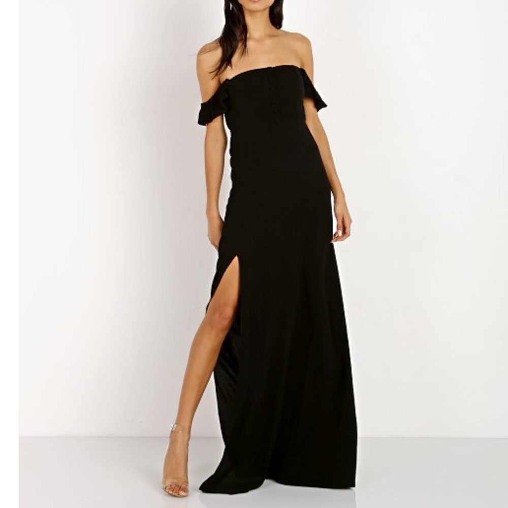 Flynn Skye Bardot Maxi Dress in Black Size S (Originally $198)